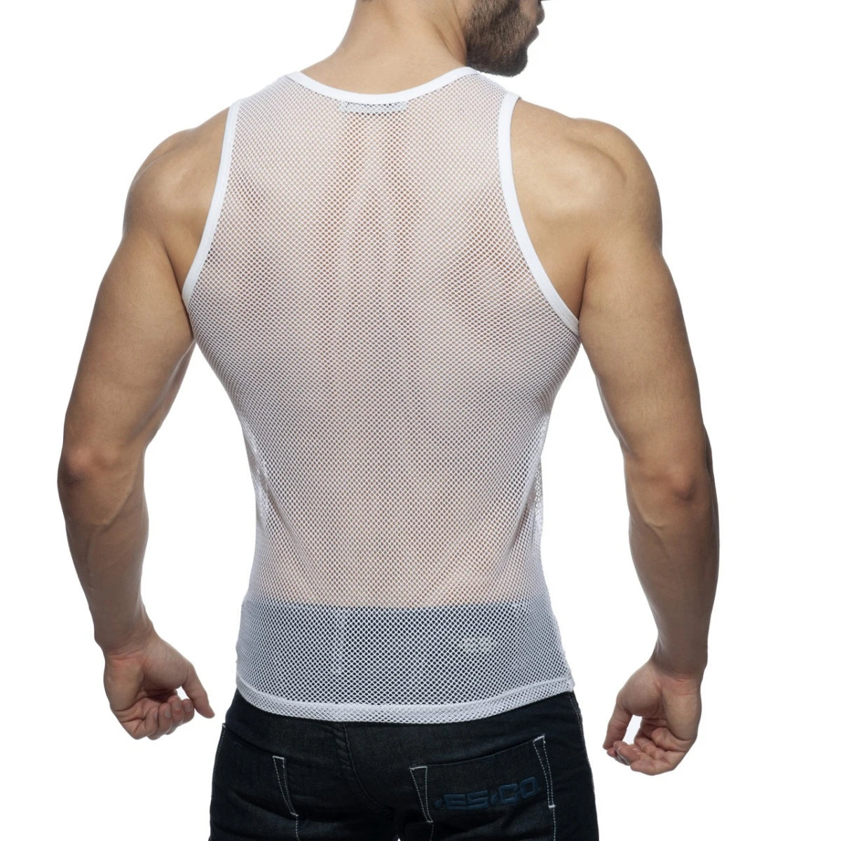 ADDICTED Black & White Mesh Tank Top AD848