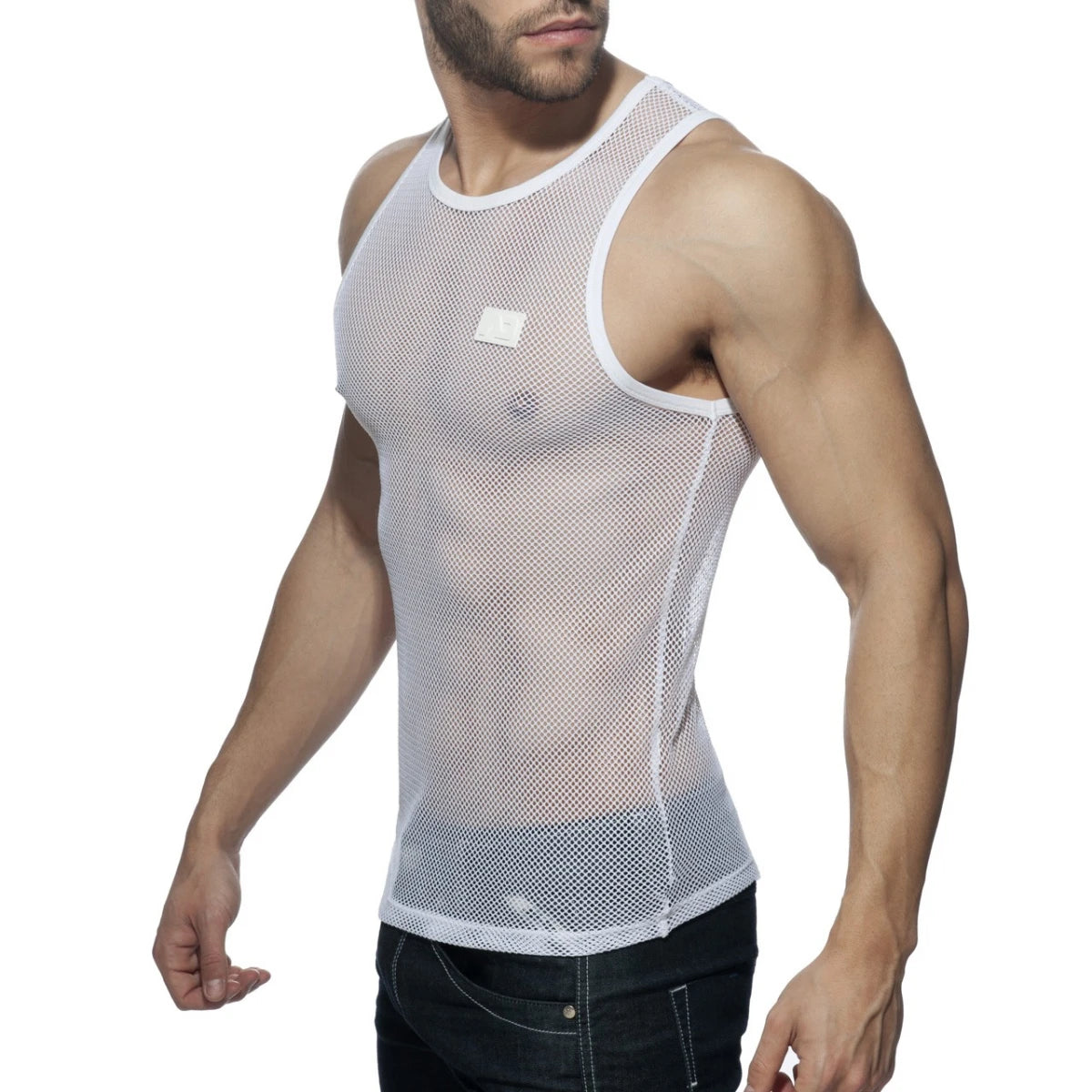 ADDICTED Black & White Mesh Tank Top AD848