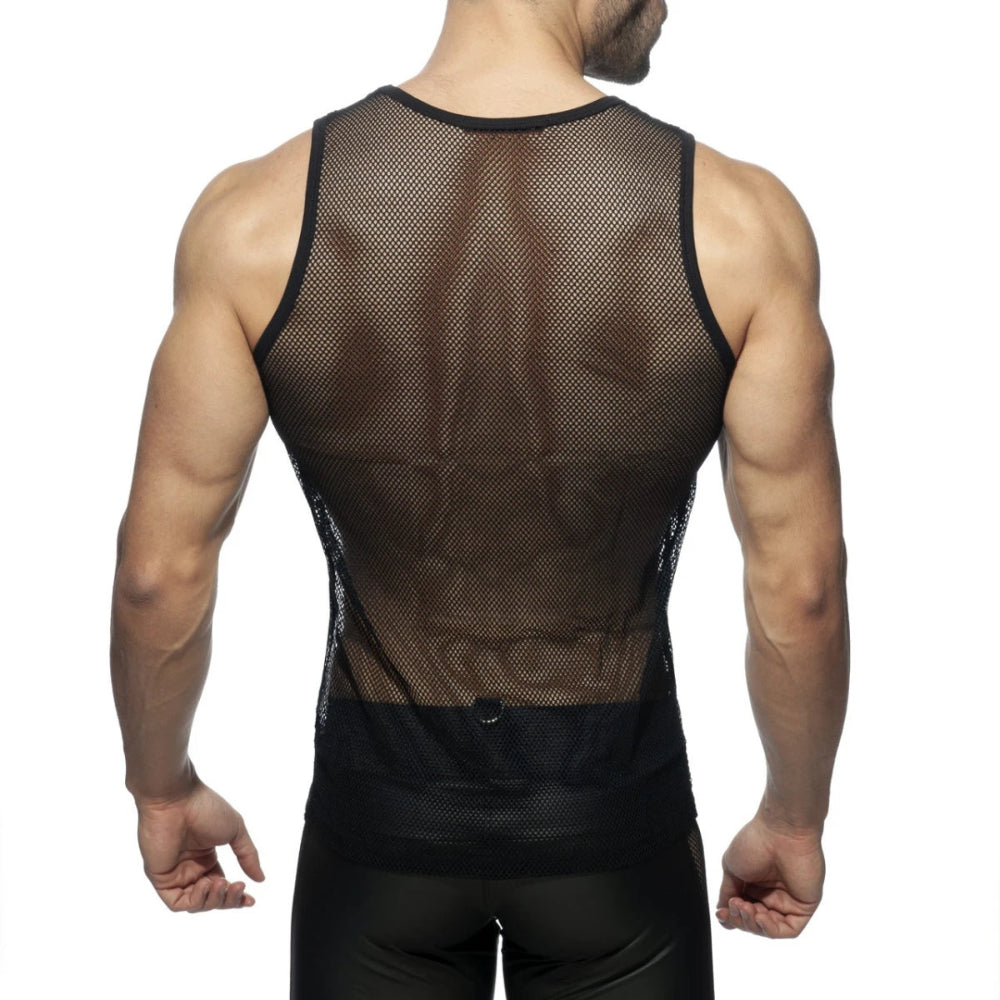 Mesh Mixed Tank Top - Black