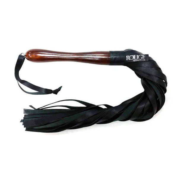 ROUGE - Wooden Handle Leather Flogger -Black