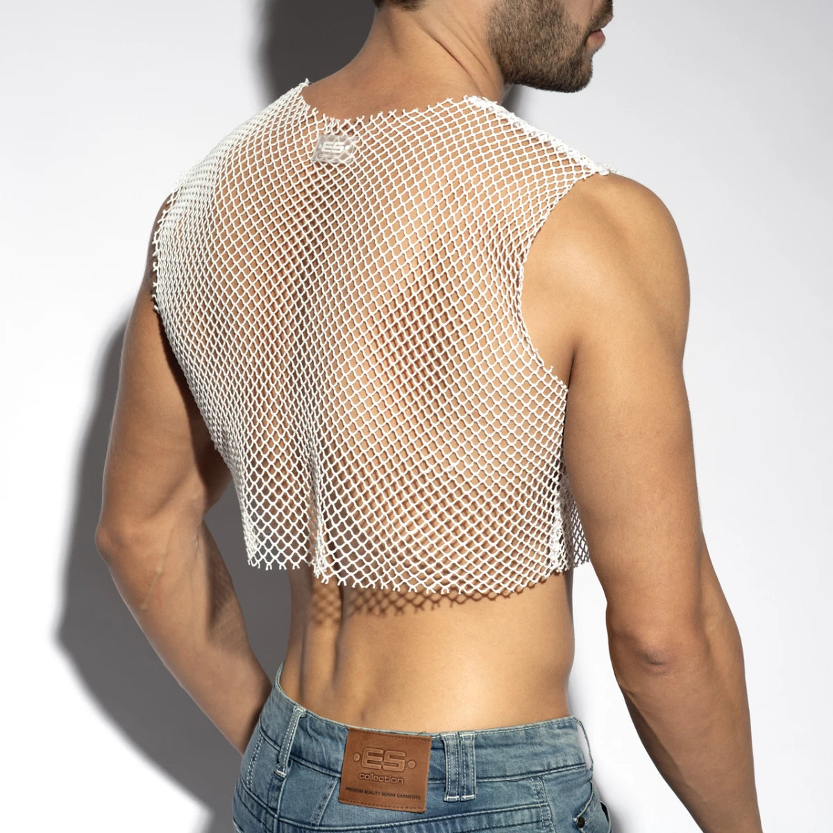 ES Collection Beachy Net Midriff Crop Top - Black