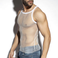 ES Collection Beachy Net Strap Tank Top - White