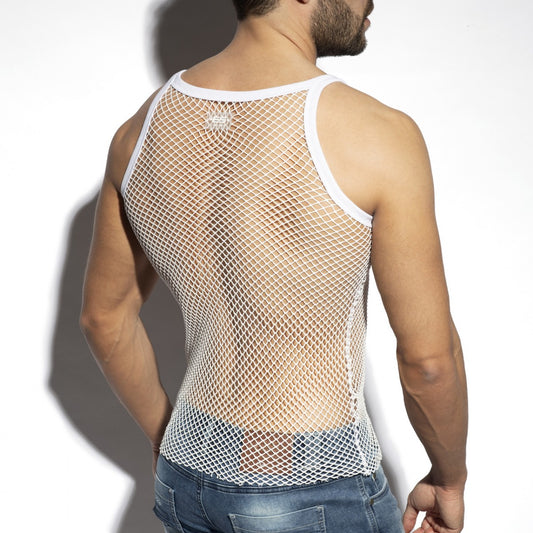 ES Collection Beachy Net Strap Tank Top White TS336
