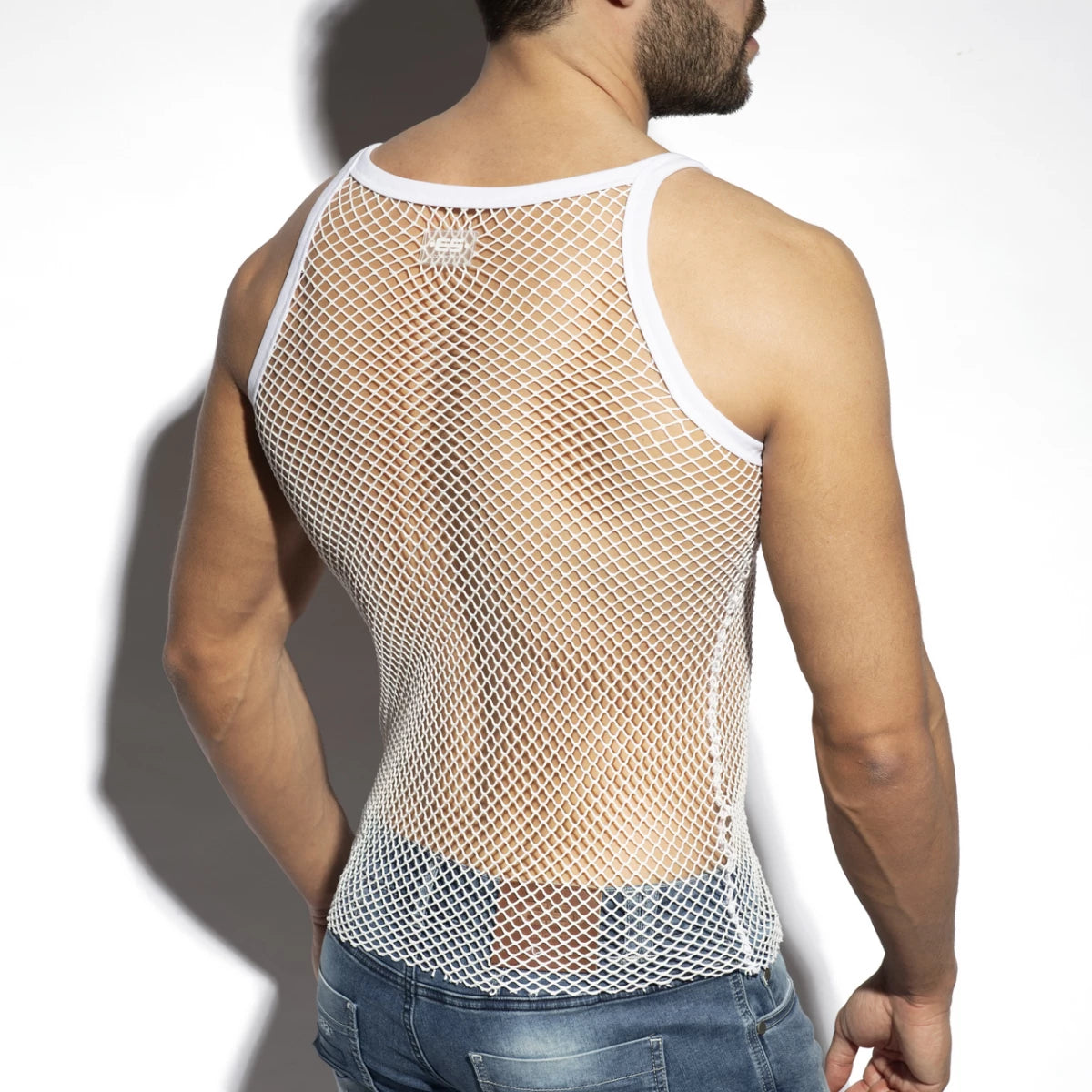 ES Collection Beachy Net Strap Tank Top - Khaki