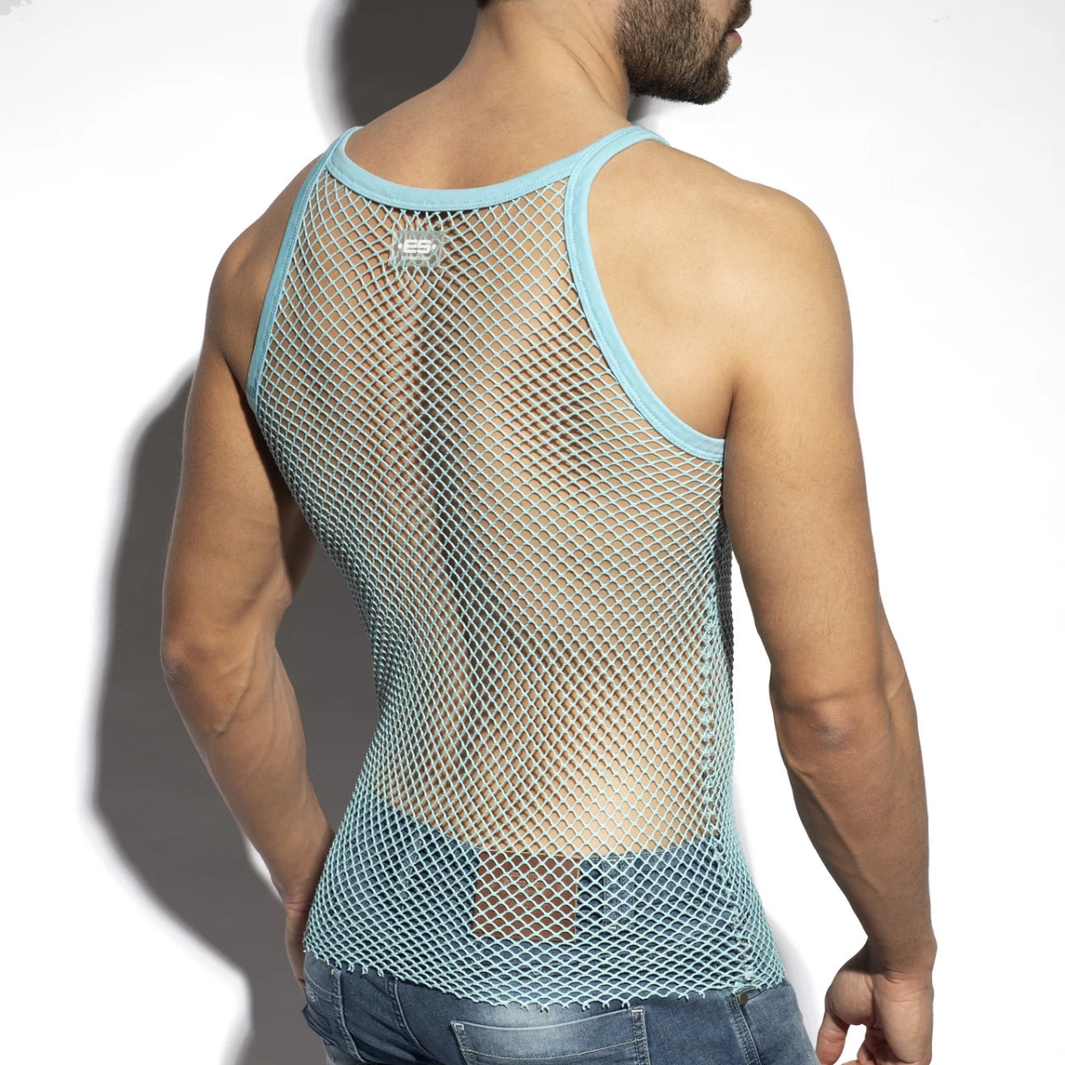 ES Collection Beachy Net Strap Tank Top - Khaki