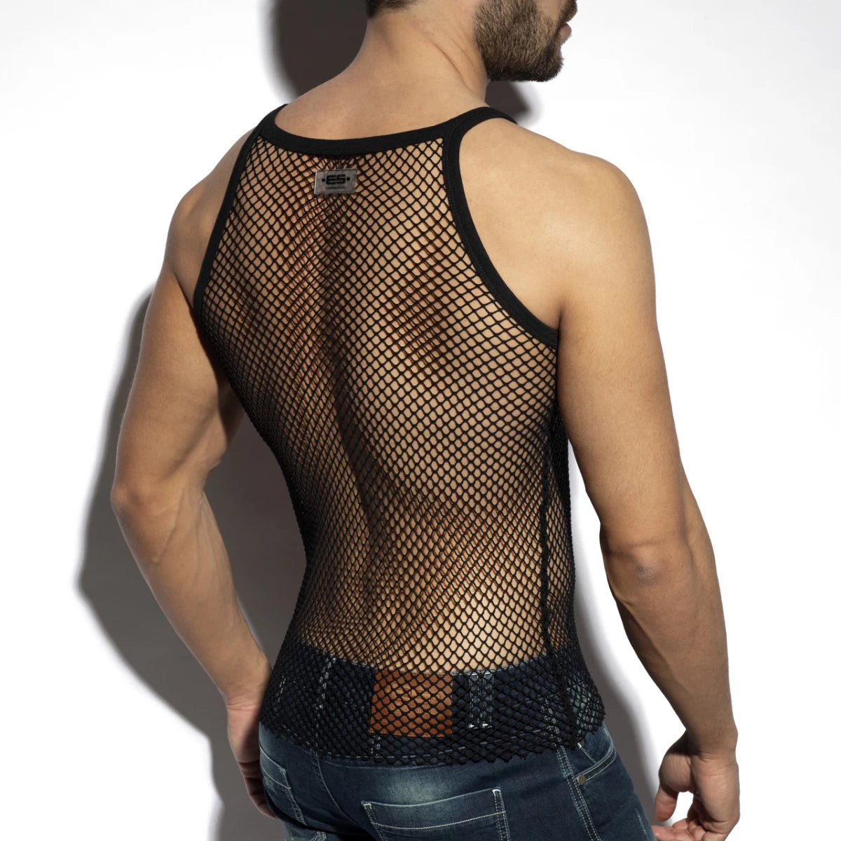 ES Collection Beachy Net Strap Tank Top - Black