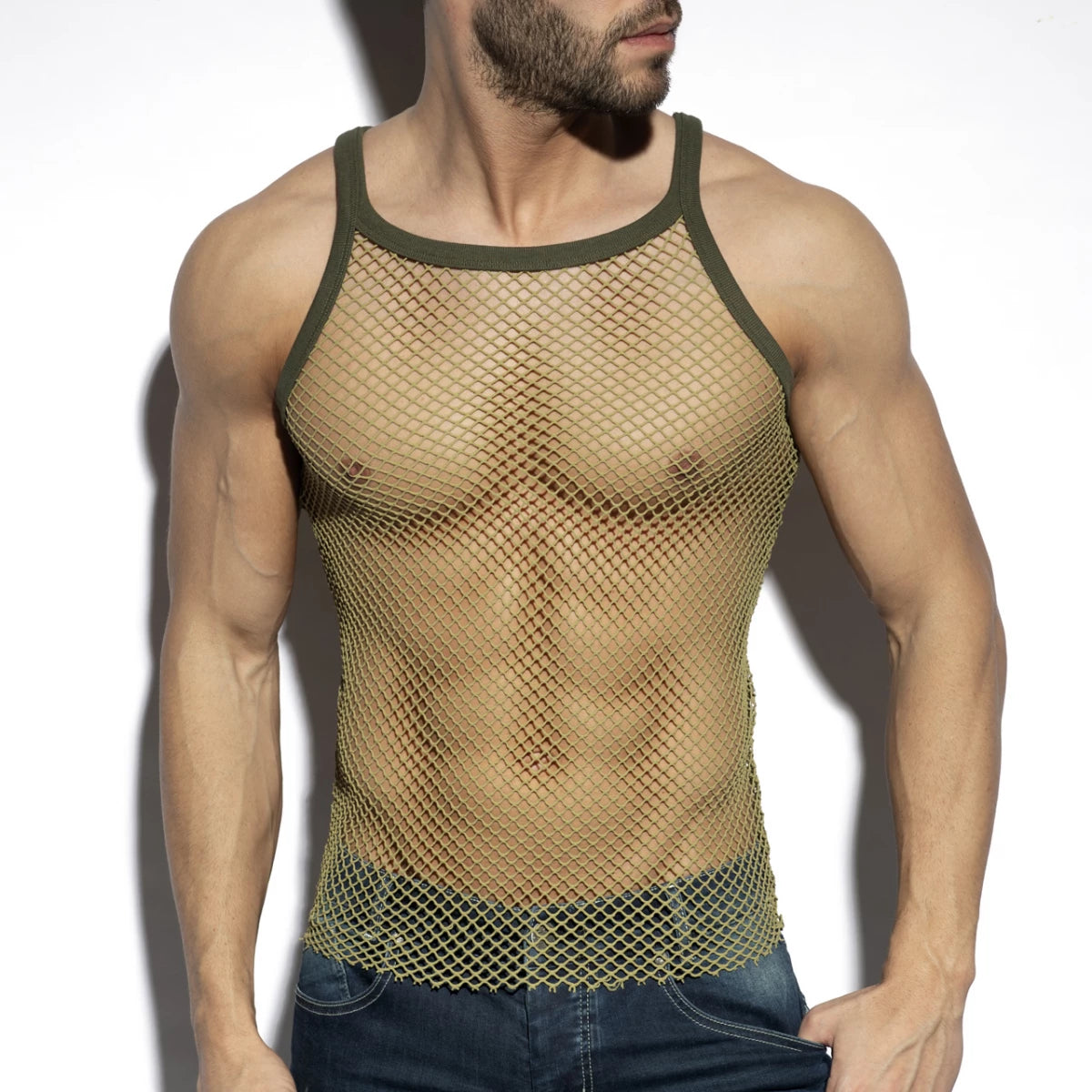 ES Collection Beachy Net Strap Tank Top - Black