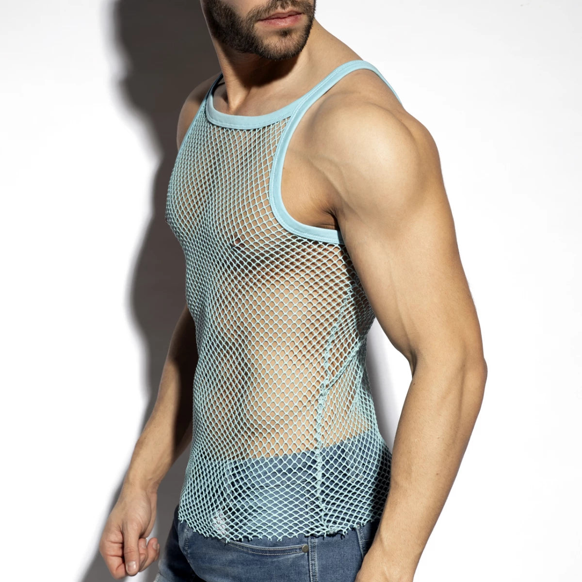 ES Collection Beachy Net Strap Tank Top - White