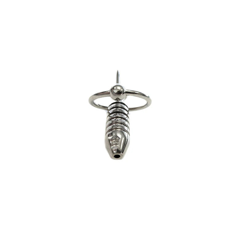 Rouge SS 'Hollow Beaded Probe' & Cock Ring - 1cm thick