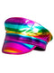 Multicolored visor cap on a white background