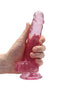 RealRock: Crystal Clear 7'' Dildo w/ Balls -Pink