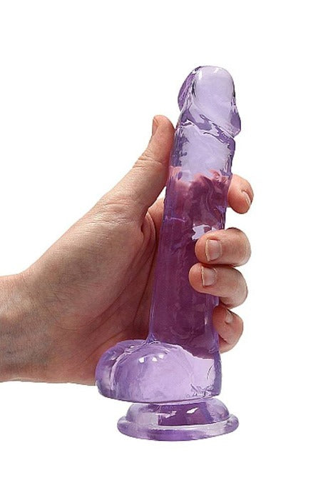 RealRock 8" Crystal Clear Dildo w/ Balls -Purple