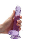 RealRock 8" Crystal Clear Dildo w/ Balls -Purple