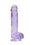 RealRock 8" Crystal Clear Dildo w/ Balls -Purple