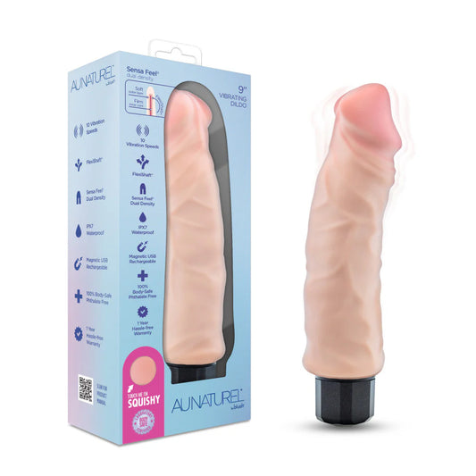 Au Naturel 'Big Easy' 9 Inch Vibrating G-Spot Dildo -Beige