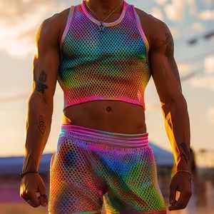 Men's Sheer Rainbow Gradient Festival Top