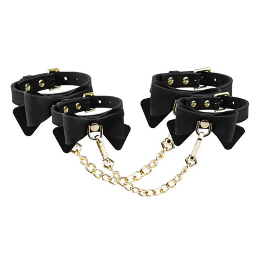 Temptasia Ardor - Silicone Wrist & Ankle Restraints - Black w/ Bow