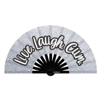 Live Laugh Cum Fan - glittery silver