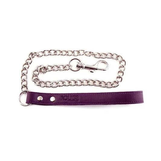 Rouge Genuine Leather Lead with Chain - Purple