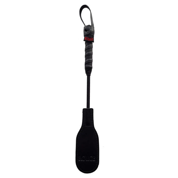 Rouge Mini Leather Oval Paddle Crop 10" -Black