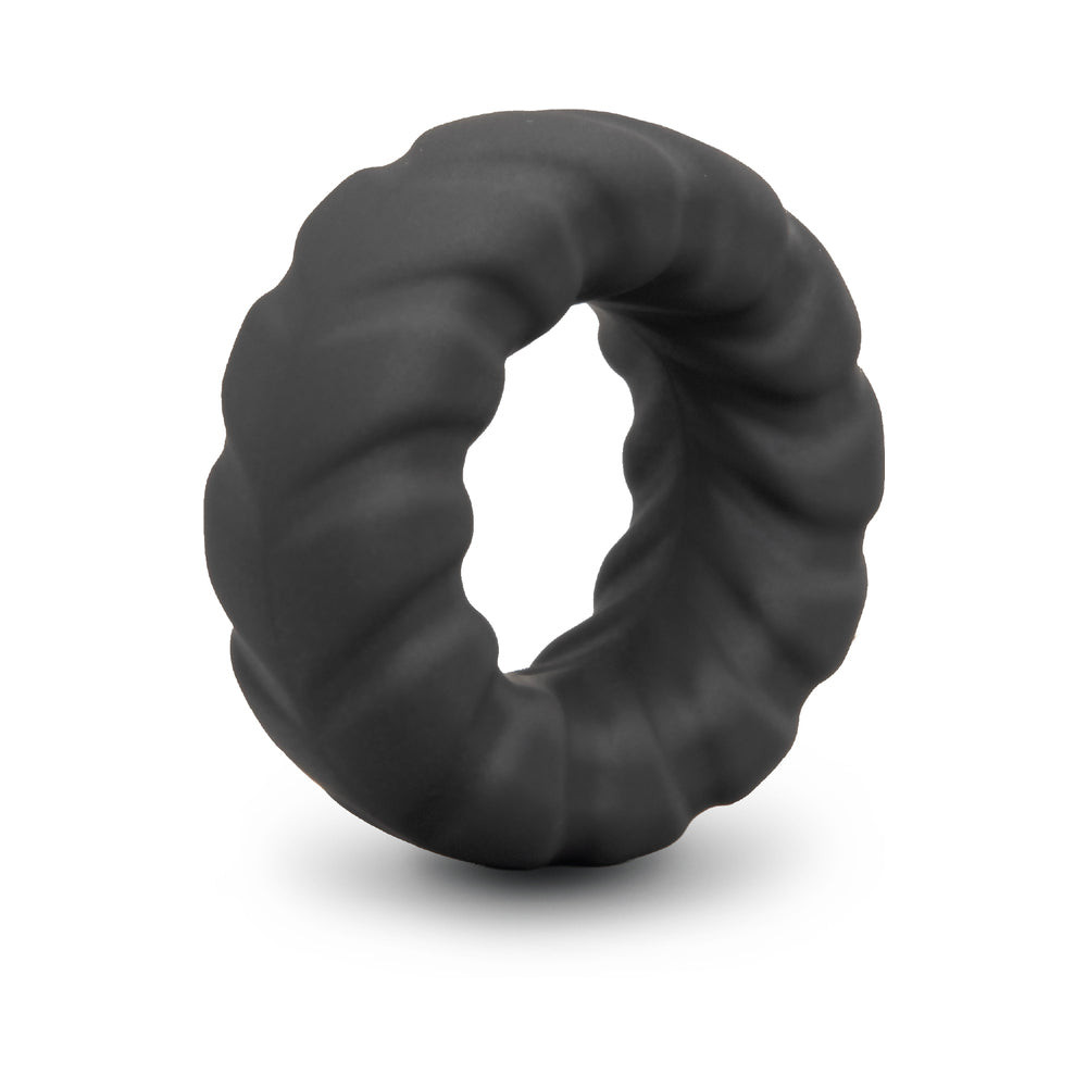 b-Vibe Flex Ring Tap black silicone cock ring with pull tab