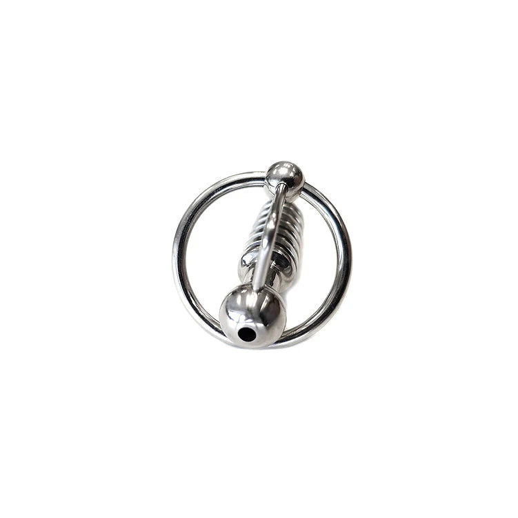 Rouge SS 'Hollow Beaded Probe' & Cock Ring - 1cm thick