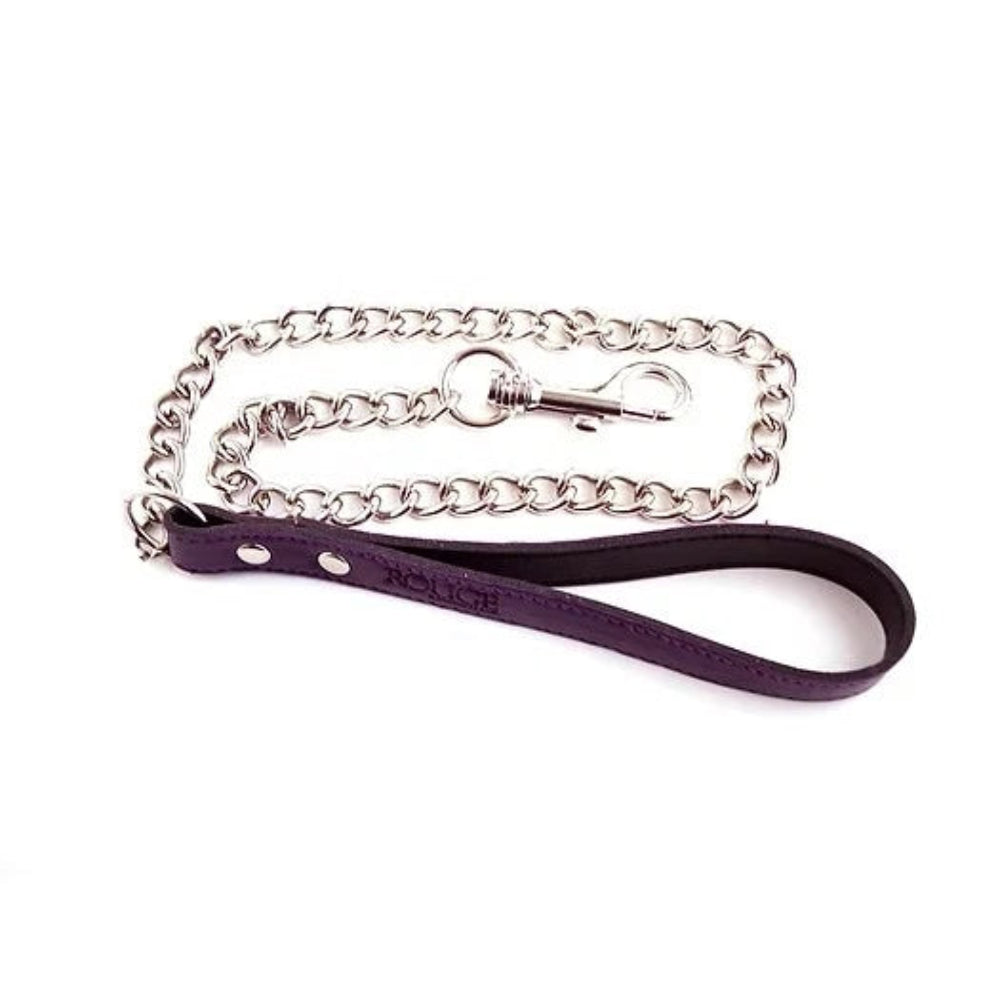 Rouge Genuine Leather Lead with Chain - Purple