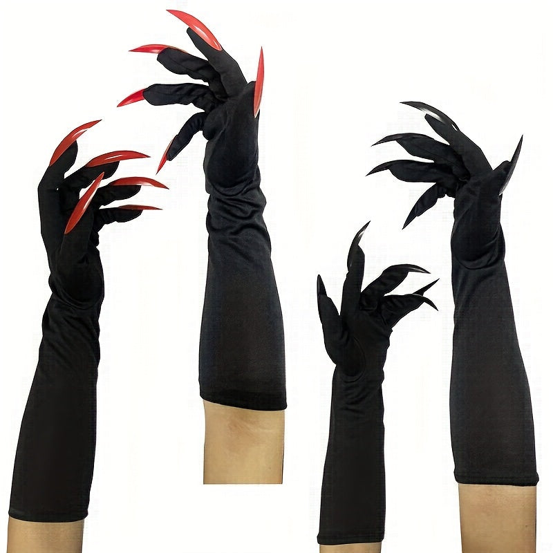 Black gloves with long red claws - view 10