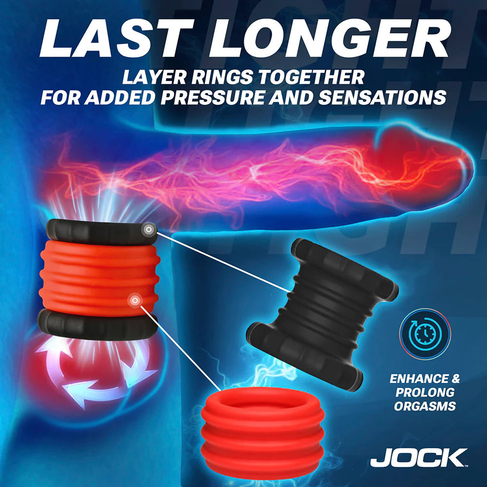 JOCK 2-in-1 Silicone Cock Ring -Red