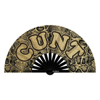 Glittery Gold Cunt Pride Hand Fan - Wooden