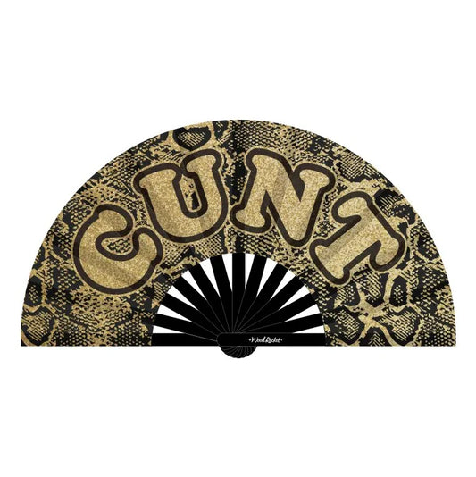 Glittery Gold Cunt Pride Hand Fan - Wooden