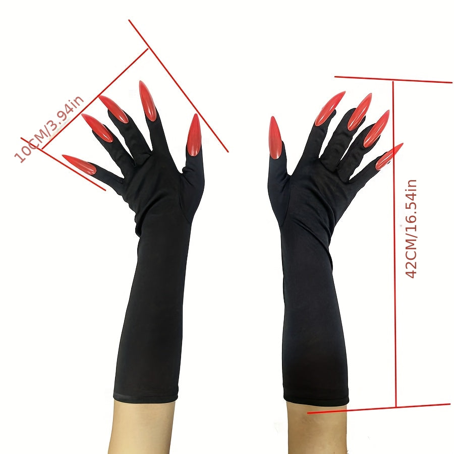 Black gloves with long red claws - view 6