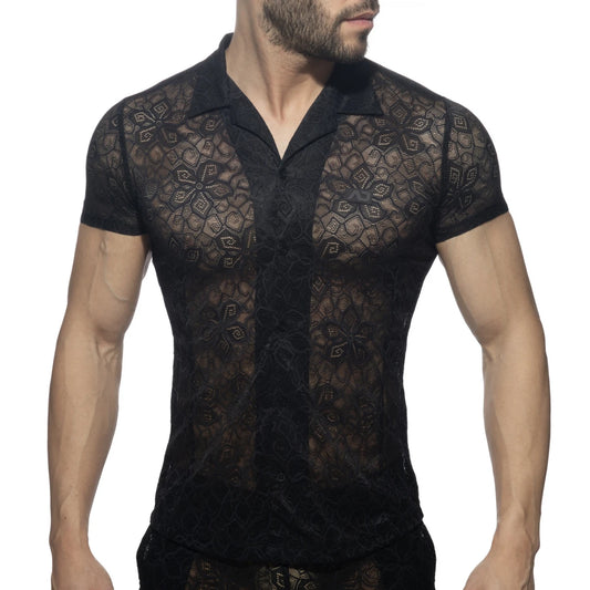 Addicted Flowery Lace Shirt - Black