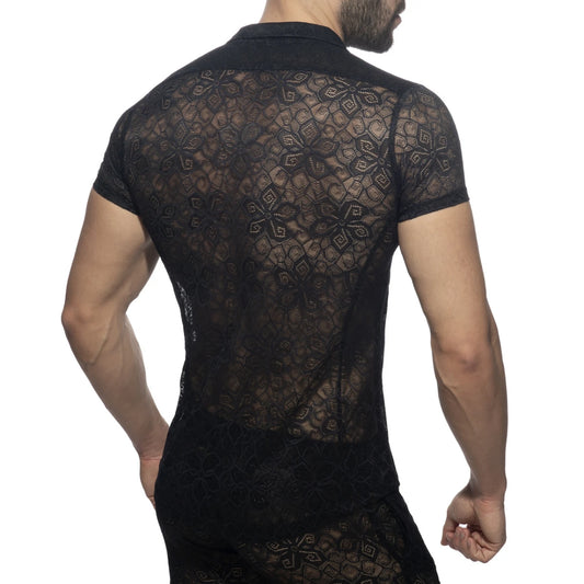 Addicted Flowery Lace Shirt - Black