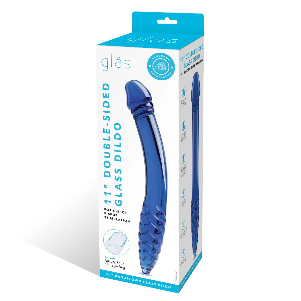 Glas 11" Double Sided G-Spot Dildo - Blue