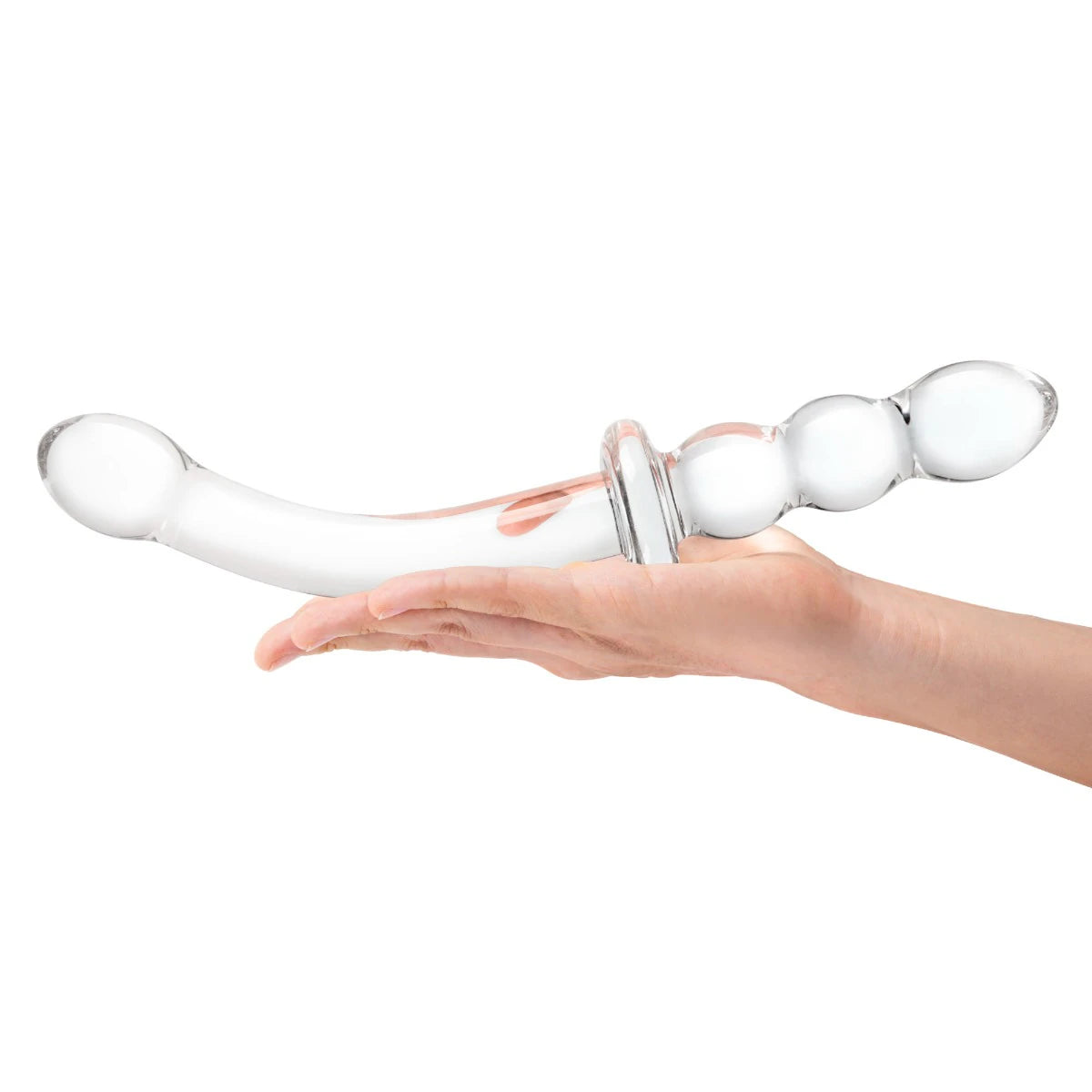 Glas 12" Girthy Ribbed G-Spot Dildo With Handle Grip
