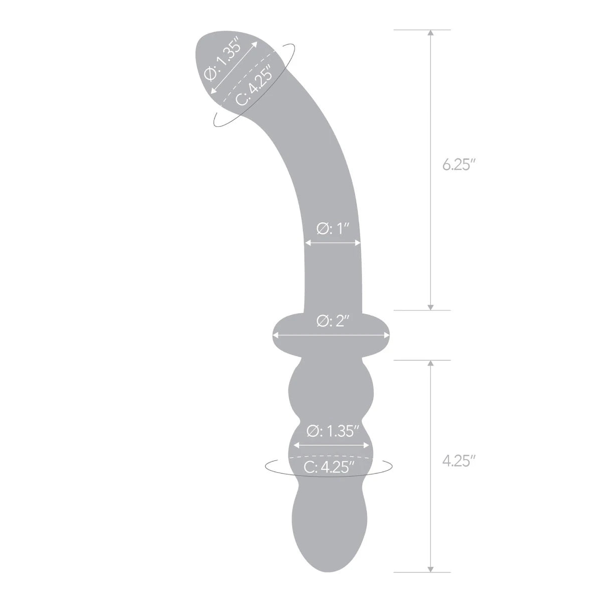 Glas 12" Girthy Ribbed G-Spot Dildo With Handle Grip