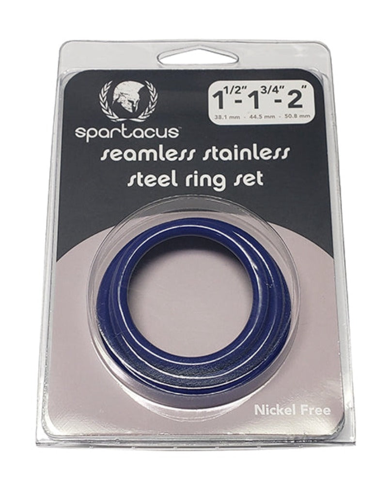 Spartacus "3 Piece" Steel Cock Ring Set -Blue