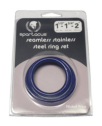 Spartacus "3 Piece" Steel Cock Ring Set -Blue