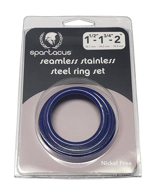 Spartacus "3 Piece" Steel Cock Ring Set -Blue
