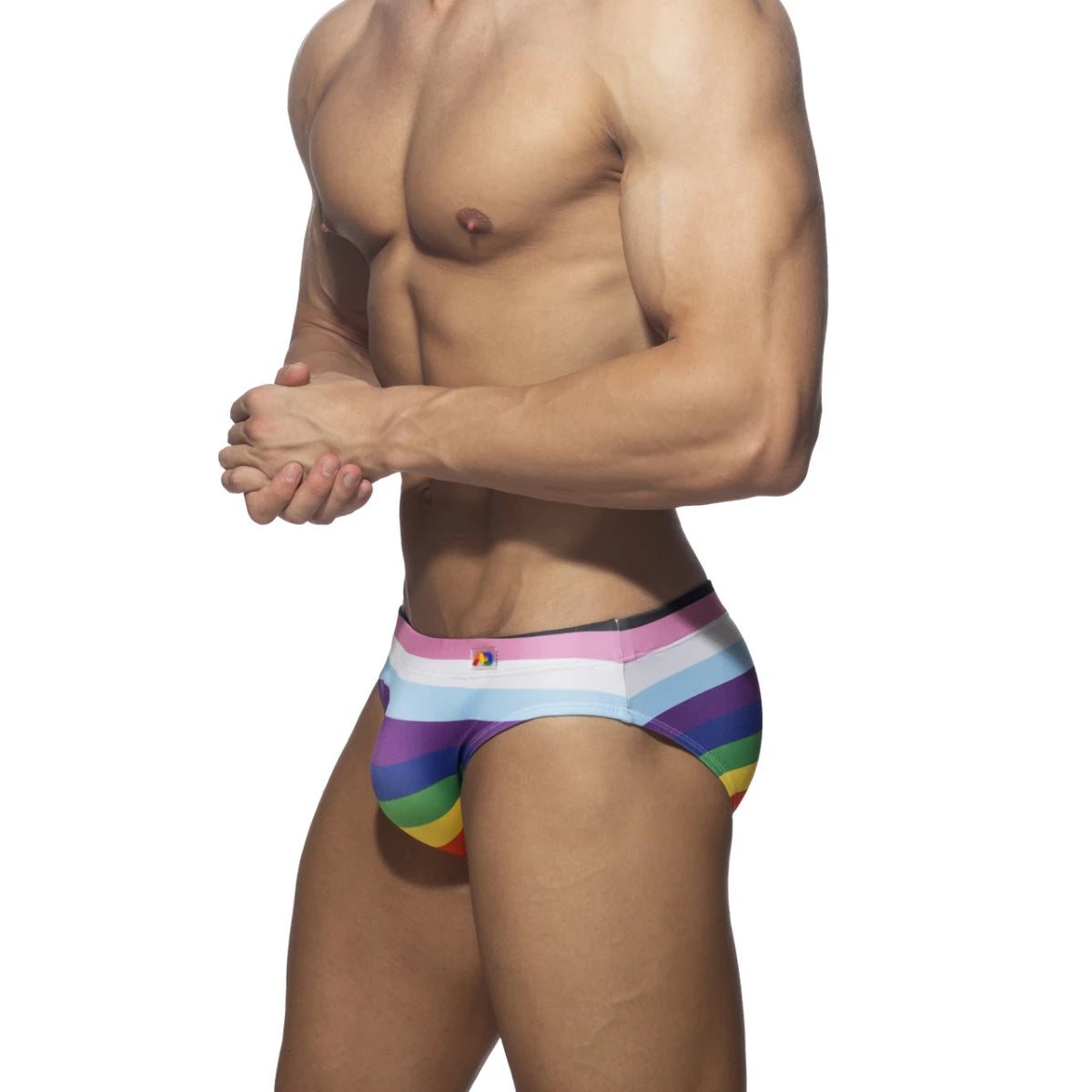 Addicted Inclusive Rainbow Swim Brief - White