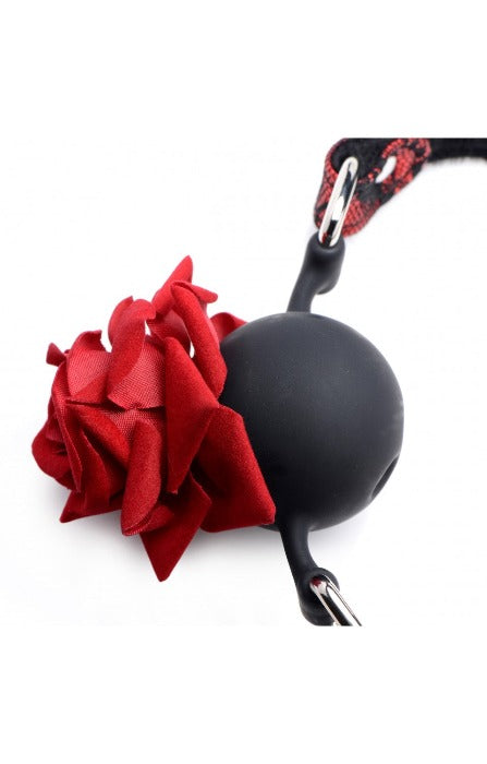 MS "Full Bloom" Silicone Ball Gag W/ Rose