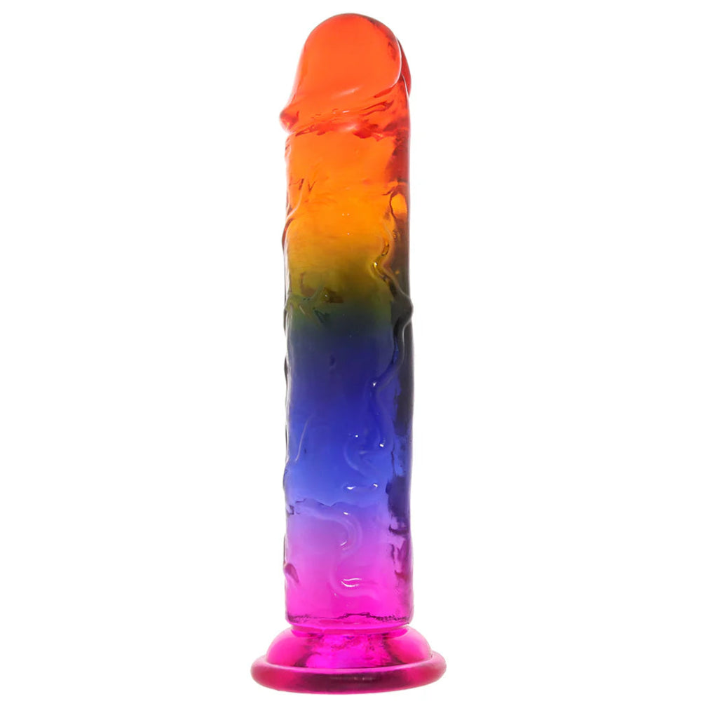 Crystal Jellies 7.5 Inch Classic Dildo -Rainbow
