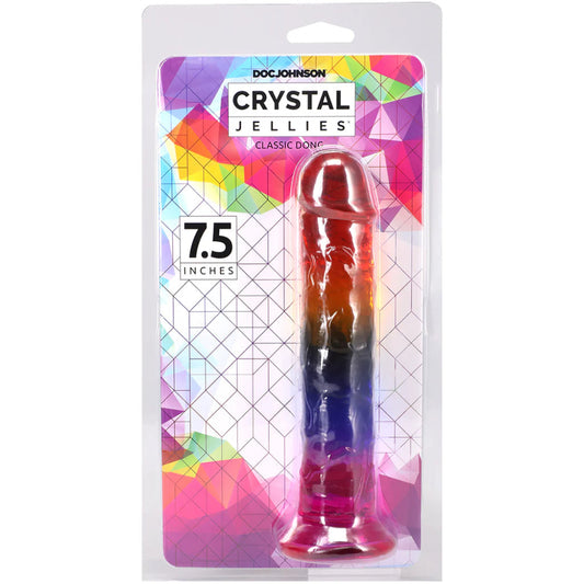 Crystal Jellies 7.5 Inch Classic Dildo -Rainbow