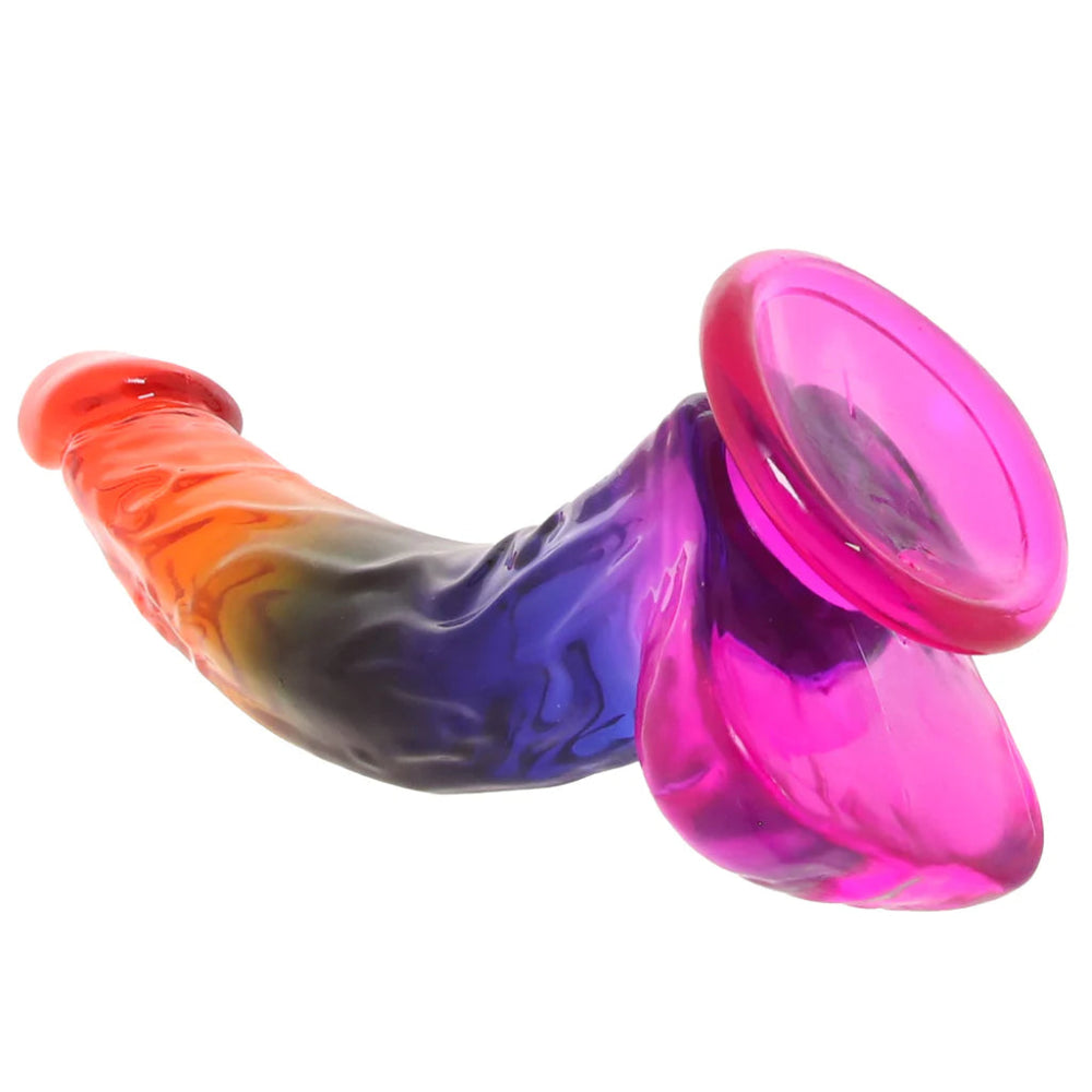 Crystal Jellies 9.5 Inch Cock & Balls Dildo -Rainbow