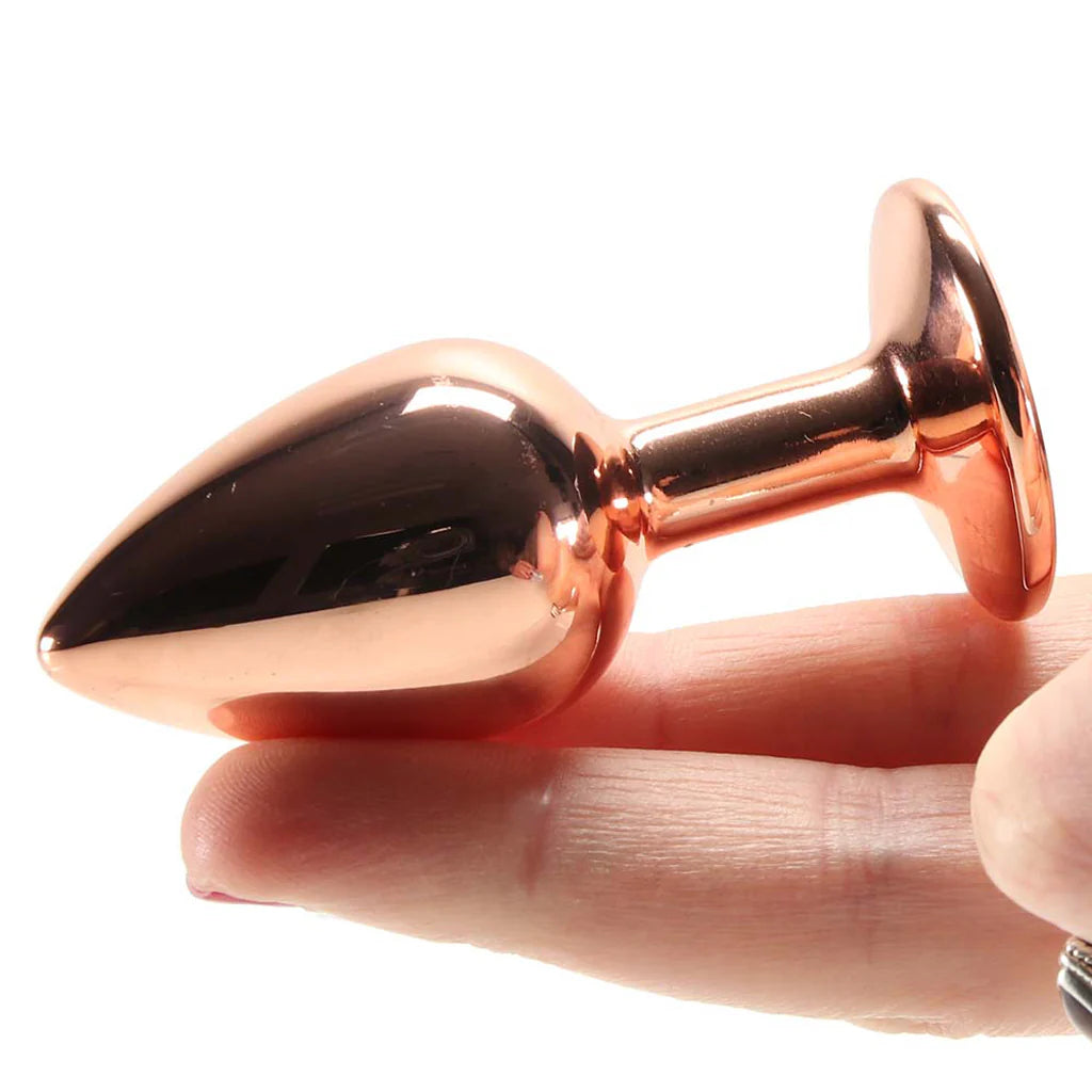 Rear Assets Small Circle Gem Butt Plug - Rose Gold/Clear