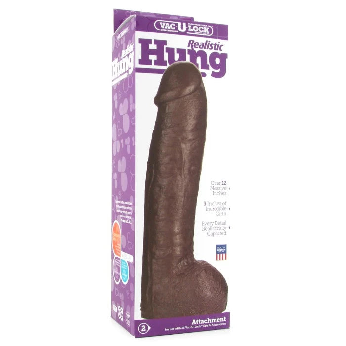 Hung Vac-U-Lock 12.5 Inch Dildo -Black