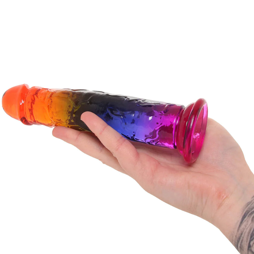 Crystal Jellies 7 Inch Classic Dildo -Rainbow