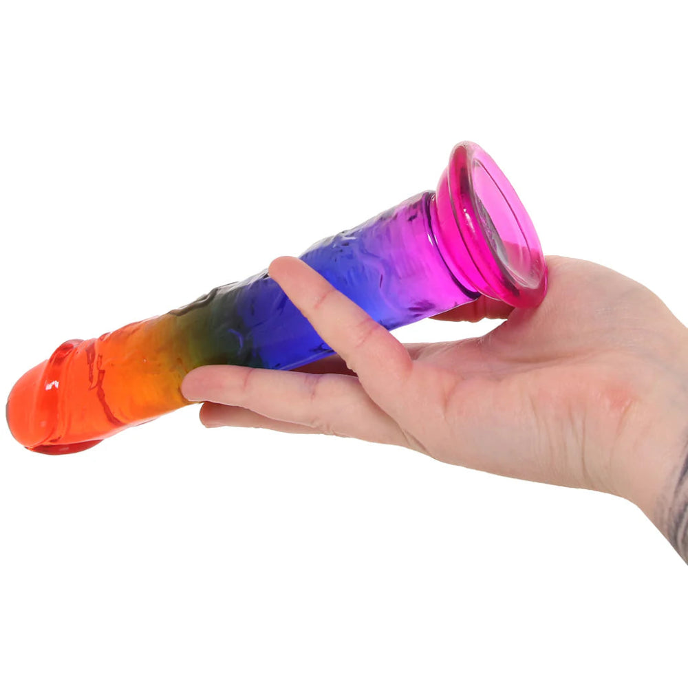 Crystal Jellies 7.5 Inch Classic Dildo -Rainbow