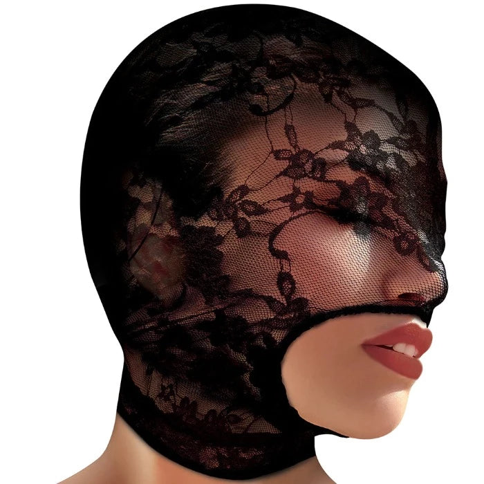 MS "Lace" Seduction Bondage Hood -Black